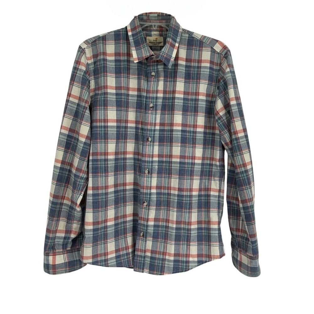 Marine Layer Plaid Button Up Shirt Long Sleeve Casual shirt Mens Small